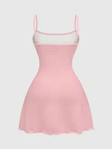 ROMWE Y2K Sexy Dark Punk Pink Skeleton & Flame Rose Print Mini Dress For Women - Pink - View 2