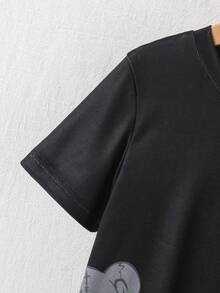 男童春夏两件套服装 - 印花黑色短袖T恤搭配工装裤，休闲百搭套装 - 灰色 - 查看 5