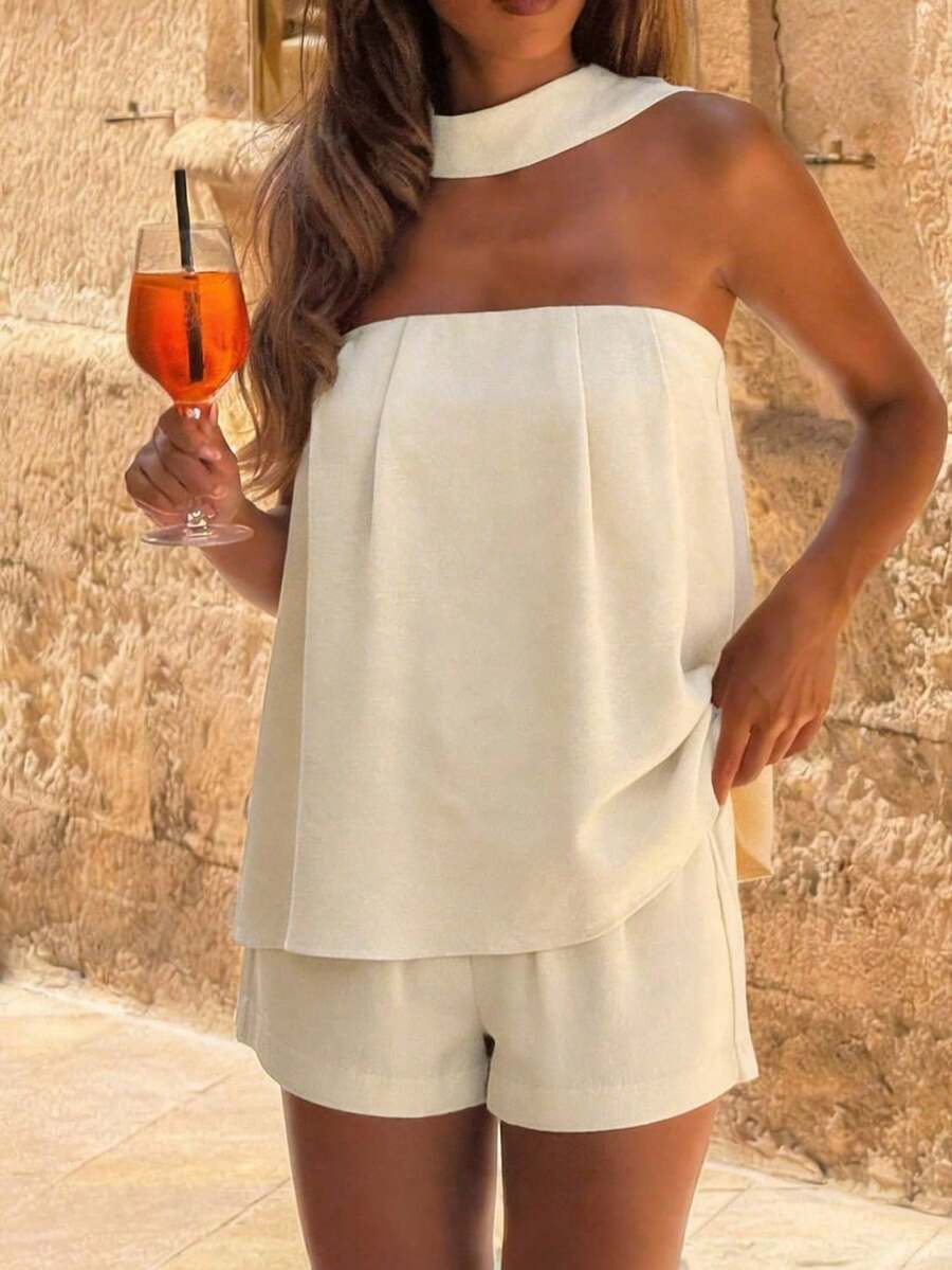 Lavishia Women Two-Piece Outfits Holiday Holiday Vacation Off White Minimalist Chic - Apricot - View 1