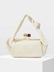 MOTF WOMEN'S KNOT STRAP KISS LOCK HANDBAG - White - View 4