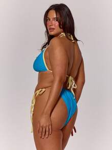 MUSERA Bas de bikini grande taille avec bordure contrastée et liens sur les côtés. Parfait pour le printemps, l'été, les vacances, la plage, les filles cool, les festivals sexy à Ibiza. Pour les marées et les lignes de bronzage. - Multicolore - Voir 4