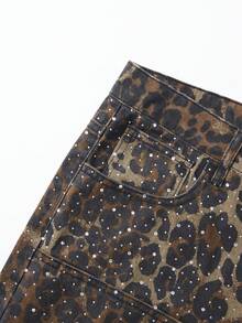 ROMWE MEN Men's Leopard Print Casual Summer Shorts With Belt Loops - Multicolor - View 3