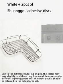 1pc Iron Bathroom Storage Rack, Hole-Free Wall Mounted Organizer Shelf, Bathroom Accessories, Household Essential, Bathroom Supplies, Gift For Women, Gift For Family - Black - View 3