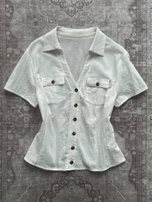 Attitoon 100% Cotton Casual Minimalist White Shirt For Women, Suitable For Spring/Summer - White - View 5