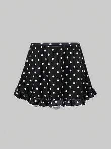 Swim Oasis 女士波点印花荷叶边连体泳衣，带罩裙，适合海滩度假 - 黑與白 - 查看 7