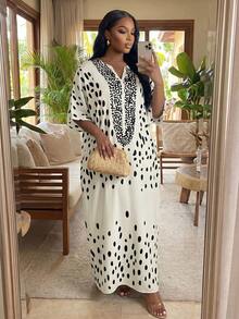 SHEIN Lady Váy hoa Váy hoa cho nữ Váy mùa hè Váy cho quý cô Váy hè Váy mùa hè cho nữ Váy hè cho nữ Váy đi nghỉ mát cho nữ Váy đi nghỉ - Màu be - Xem 1