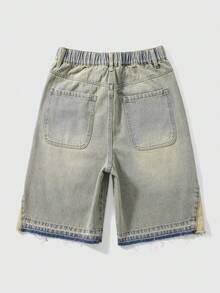 ROMWE MEN Street Life Celana Pendek Denim Kasual Saku Tempel untuk Remaja Laki-Laki - Perunggu - View 2