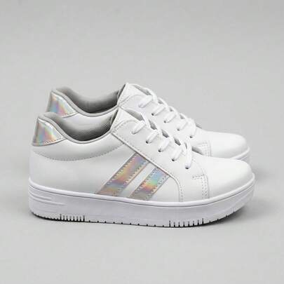 Zapatillas blancas para mujer, zapatos deportivos para correr de primavera y otoño, calzado casual con cordones, planos, antideslizantes