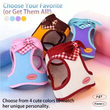 PETSIN Luxury Plaid Bow Design Dog & Cat Harness | 3D Ergonomic Breathable Air Mesh Vest | Soft Adjustable No-Pull Pet Vest For Small Dogs Cats, Comfortable Secure Fit For Daily Walks & Fashion Photos - Multicolor - View 10