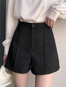 DAZY Solid Wide Leg Shorts - Black - View 8