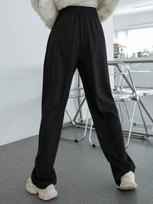 DAZY Women's Solid Straight-Leg Casual Business Pants - Black - View 2