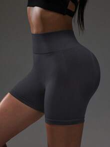 Slayform Slayform Women's High Waist Seamless Sports Shorts, Suitable For Daily Fitness - Dark Grey - View 5