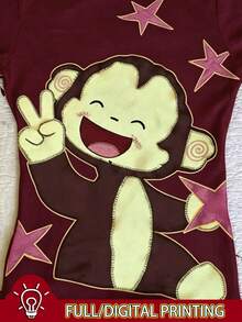 INAWLY Women's Casual Cartoon Print Short Sleeve T-Shirt, Summer - Multicolor - View 3