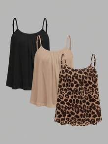 SHEIN EZwear 3pcs/Set Plus Size Casual Minimalist Camisole Tops - Multicolor - View 1