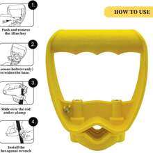 1 pieza Accesorio de mango ergonómico para pala y rastrillo que ahorra la espalda, agarre de reemplazo que ahorra trabajo, empuñadura cómoda en forma de D para herramientas de jardinería, color amarillo - Por defecto - Ver 9