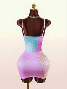 Amplova Đầm ôm sát mini dáng corset, phủ lớp bóng, họa tiết da rắn. - Hồng - Xem 7