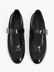 CUCCOO GRLICON Women's Hollow Embroidery, Buckle, Comfortable Flat Shoes - Black - View 1