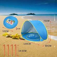 Luxury Portable Beach Tent, Suitable For 4-6 Years Old Children, Equipped With Rapid Open Sunshade Canopy And Water Play Tent, Convenient Storage. - Multicolor - View 11