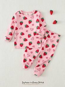 Cozy Pixies Bộ đồ ngủ 2 mảnh cho bé trai, in hình động vật hoạt hình, chất liệu vải mềm mại, cổ tròn, tay ngắn, có bèo nhún và quần legging cạp chun. - Hồng - Xem 7