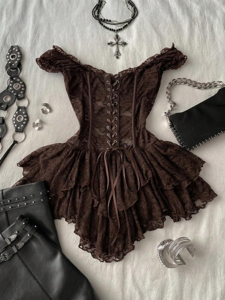 ワンピース andwang Corset body lace mini dress ワンピース andwang Corset body lace mini dress Marselle Lace