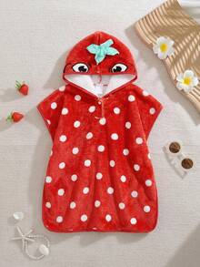 Cozy Pixies Áo tắm có mũ trùm đầu in hình chấm bi và dâu tây cho bé gái - Nhiều màu - Xem 5