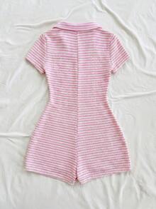 Soleia Striped Casual Jumpsuit For Women, Suitable For Valentine's Day, Vacation, Date, Beach - Pink - View 2