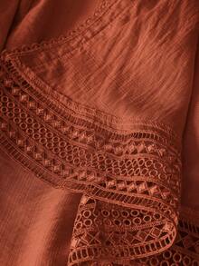 Rusticease Plus Size Women Lace Patchwork Jacket Autumn Casual Fall - Rust Brown - View 8