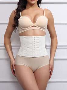 SHEIN Women's Front Closure Waist Cincher - White - View 1