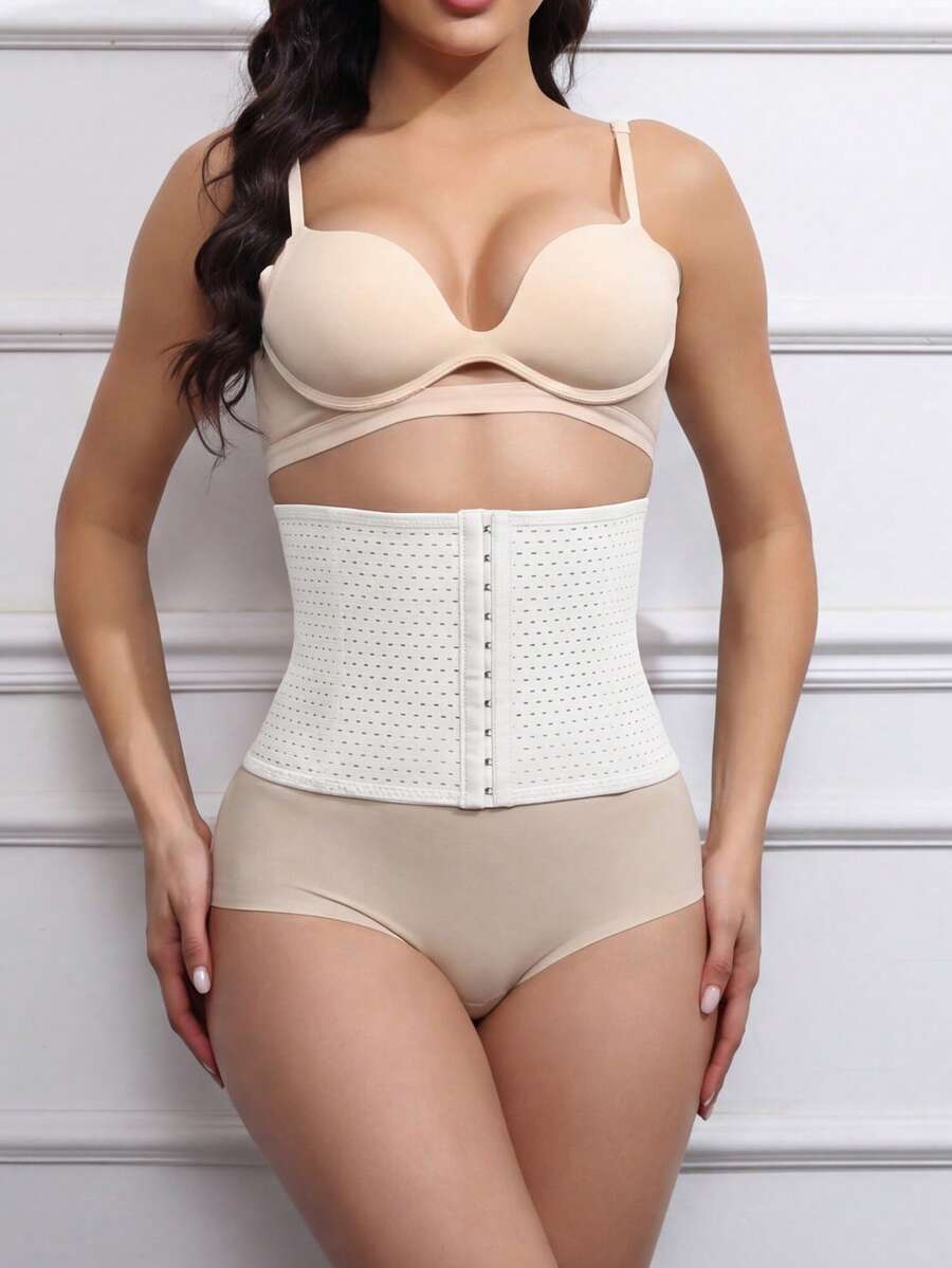 SHEIN Women's Front Closure Waist Cincher - White - View 1