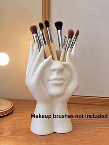 1PC Handmade Creative Body Art Makeup Brush Holder Stand Unique Sculpture Desktop Cosmetic Organizer Resin Material Anti Fall Lightweight Portable Non Slip For Bathroom Vanity Desk Valentine Gift Back To School Storage - Multicolor - View 10