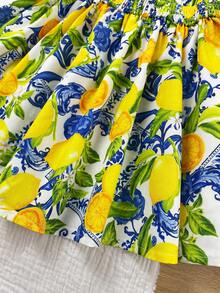 SHEIN Đầm không tay in hình chanh dễ thương cho bé gái mùa hè - Nhiều màu - Xem 4