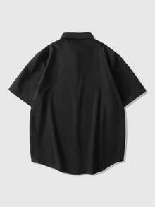 ROMWE MEN Men's Gothic Print Short Sleeve Shirt - Black - View 2