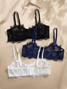 Charlaine 3pcs Women Sexy Lace Underwire Bra Set - Multicolor - View 2