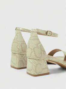 Sleekvia Women's New Chunky High-Heeled Sandals, One-Piece Simple Design With Ankle Strap, Versatile And Comfortable, Suitable For Going Out, Commuting, Casual, And Vacation. Summer - Gold - View 6