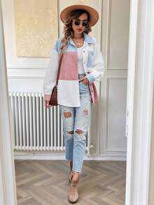 Easowa Cut And Sewn Drop Shoulder Jacket Western Style Women's In Fall/Winter - Multicolor - View 3