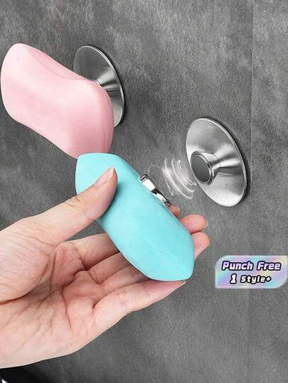 1 Set Stainless Steel Magnetic Soap Holder Bathroom Punch-Free Wall-Mounted Soap Holder Wall-Mounted Drain Rack Hook Home Bathroom Decor Summer Back To School