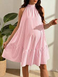 SHEIN Vestido de tirantes finos sin mangas a rayas - Rosa - Ver 4