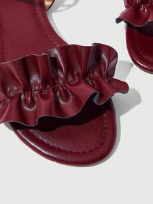 HighSole 女款夏季高跟涼鞋 - 酒紅色 - 查看 4