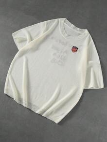 ROMWE MEN Áo len nam cổ tròn dệt jacquard - trắng - Xem 1