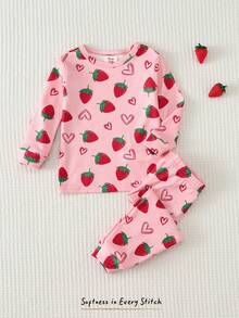 Cozy Pixies Bộ đồ ngủ 2 mảnh cho bé trai, in hình động vật hoạt hình, chất liệu vải mềm mại, cổ tròn, tay ngắn, có bèo nhún và quần legging cạp chun. - Hồng - Xem 3