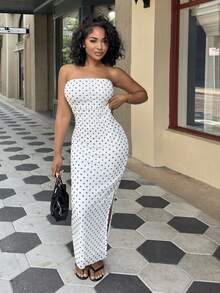 Alexandranx Women's Elegant Polka Dot Mesh Ruched Waist Sleeveless Mesh Dress Party White Summer - White - View 3