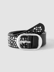 MortiRose 1pc Women's Street Punk Style Rivet Embellished Asymmetrical Metal PU Belt, Suitable For Party, Travel, Fashion Summer, School Fall, Autumn, Halloween - Multicolor - View 2