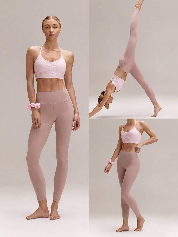 24" FeatherFit™ High-Waisted Non-See-Through Y-Back Butt-Lifting Hidden Front Pocket Yoga Leggings With Built-In Thong Pilates Studio Daily Wear