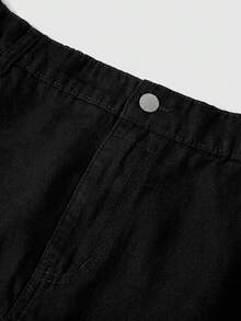 SHEIN MOD Falda vaquera con volantes para mujer de talla grande - Negro - Ver 4