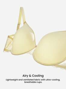 LUVLETTE Plus Dream Curve Air Full Coverage Airy Breathable Sheer Mesh Lace Soft Yellow Spacer Cup Women Bra - Yellow - View 6