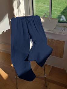 GalTyme Pantalones casuales y versátiles de uso diario con cordón en la cintura para mujer de talla grande - Azul Marino - Ver 4