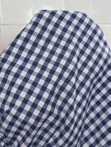 SHEIN Peto corto de maternidad a cuadros, versátil y casual para uso diario - Azul y blanco - Ver 8
