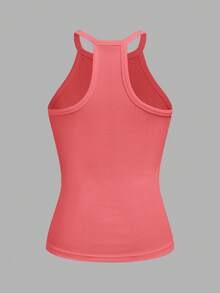 Slaydiva Coral Pink,Summer,Casual,City Break Women Ribbed Tank Top,Basic Versatile Crew Neck Racer Back Off-Shoulder Sleeveless Shirt For Yoga&Vacation - Rose Red - View 2