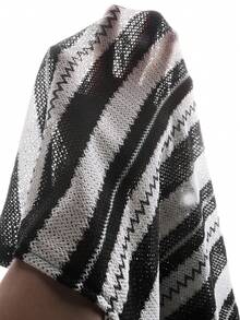 SLATEMANN Men's Casual Mesh Patchwork Street-Style Shirt - Black and White - View 8
