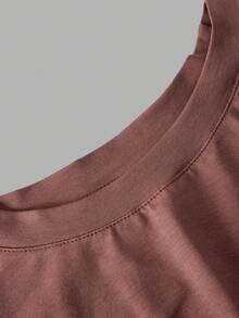 SHEIN Bộ 3 áo thun nữ cơ bản, thoải mái, tối giản, màu đen, trắng, nâu, áo mặc nhà, thích hợp cho mùa xuân/hè. - Nhiều màu - Xem 9